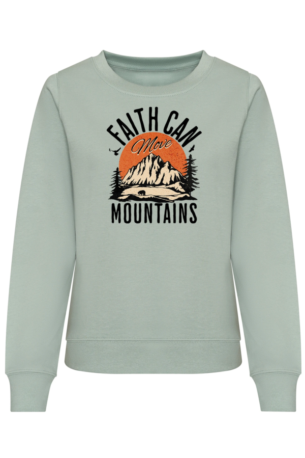 SWOTA Faith can move mountain kereszteny noi kornyaku pulover pasztell zold