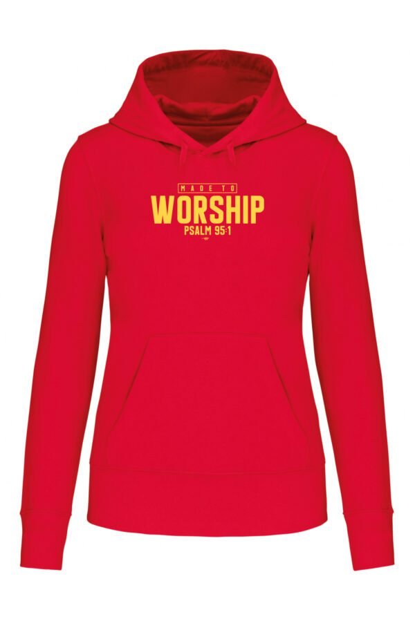 SWOTA Made to worship kereszteny noi kapucnis pulover elol piros