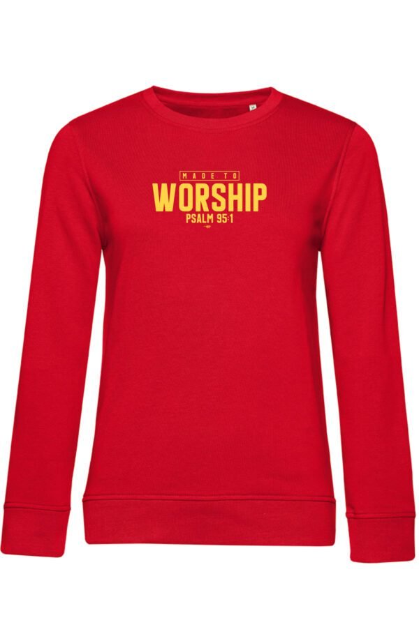 SWOTA Made to worship kereszteny noi kornyaku pulover elol piros