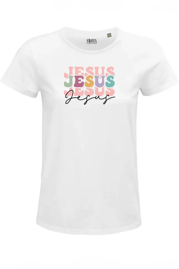 Jesus keresztény női póló – fehér