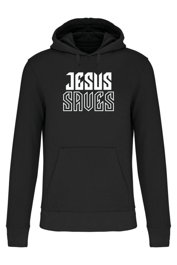 SWOTA Jesus saves kereszteny ferfi kapucnis pulover fekete