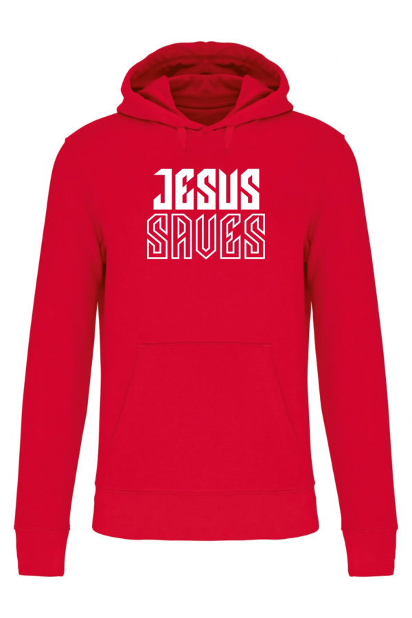 SWOTA Jesus saves kereszteny ferfi kapucnis pulover piros